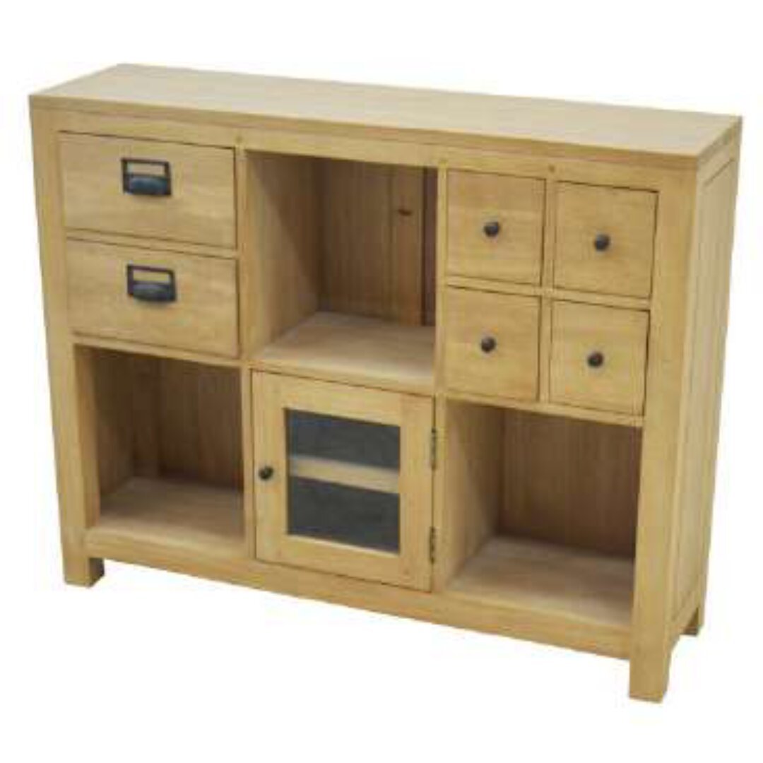 MD9336 Slim Solid Wood Bathroom Cabinet with 1 Door & 6 Drawers (100cm)
