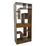 MD9342 Solid Wood Tall Bookcase with 2 Drawers