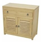 MD9343 Solid Wood Bathroom Storage Cabinet with 1 Drawer & 2 Doors