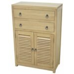 MD9344 Solid Wood Bathroom Storage Cabinet with 2 Drawers & 2 Doors
