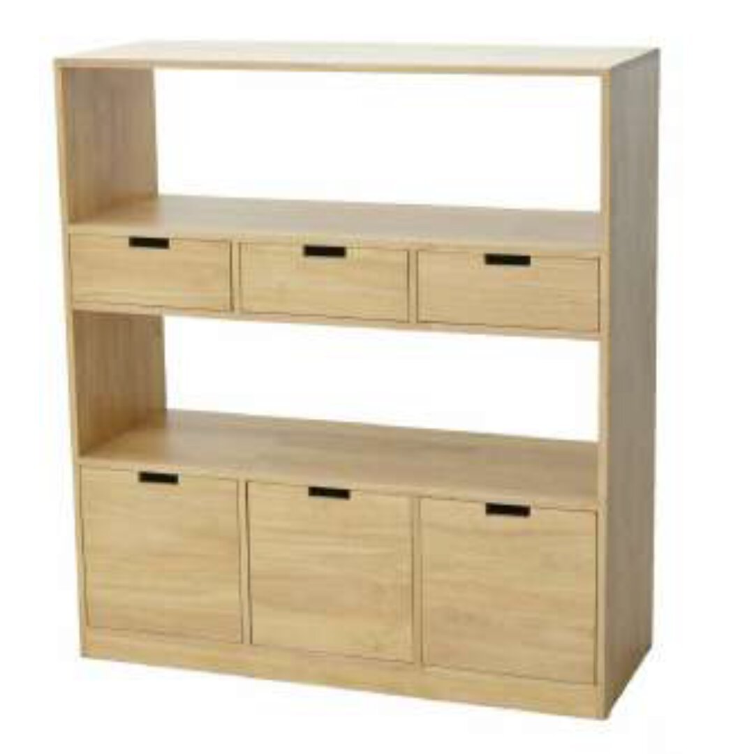 MD9347 Grand Solid Wood Bookshelf with 6 Storage Compartments