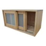 MD9355 Solid Wood Wall-Mounted Kitchen Cabinet with 2 Frosted Glass Doors (80cm)