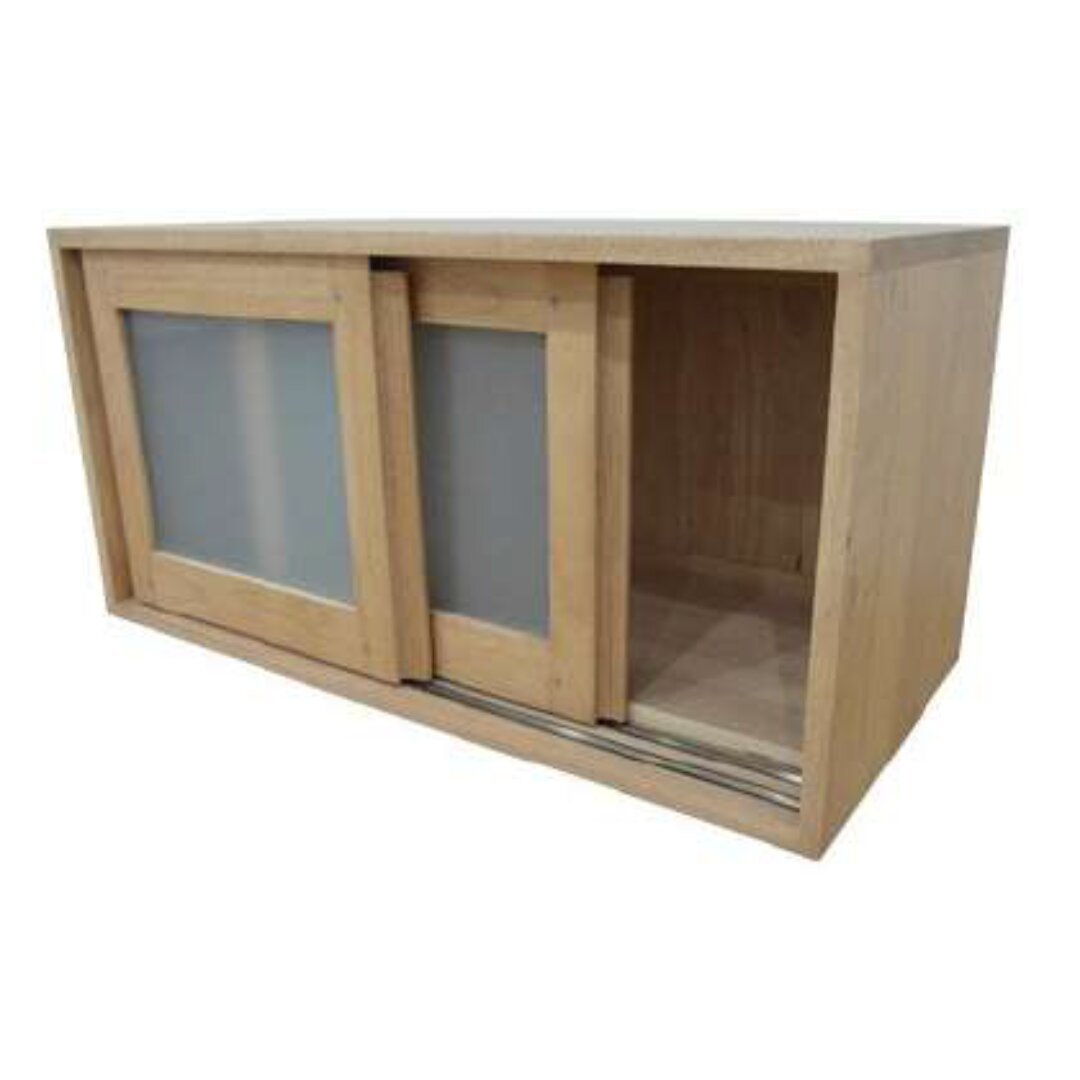 MD9355 Solid Wood Wall-Mounted Kitchen Cabinet with 2 Frosted Glass Doors (80cm)