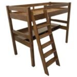MD9360CF Solid Wood Loft Bed with Integrated Desk | Single Size (90x190cm)
