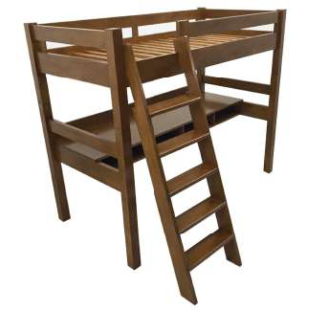 MD9360CF Solid Wood Loft Bed with Integrated Desk | Single Size (90x190cm)