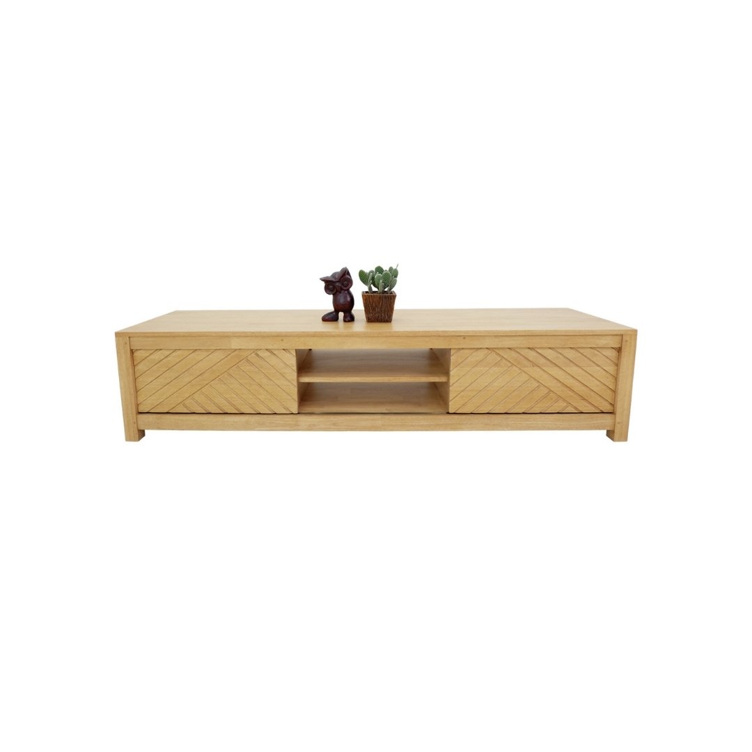 MD9610 Premium Solid Wood TV Stand | 2 Sliding Doors