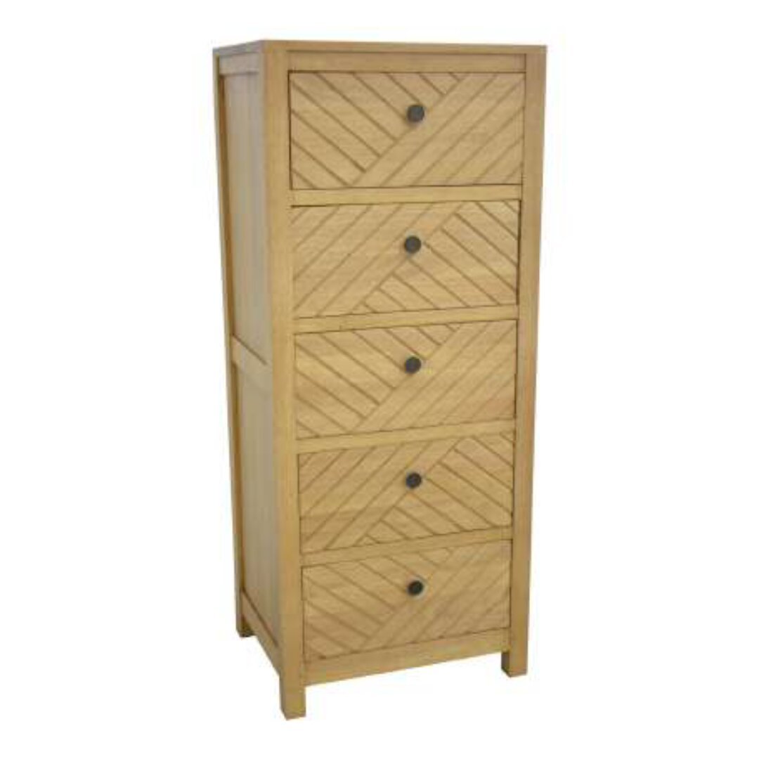 MD9620 Premium Solid Wood Tall Cabinet | 5 Drawers & Vertical Storage