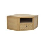 MD9621 Premium Solid Wood Corner TV Stand | 1 Drawer Space-Saving Design