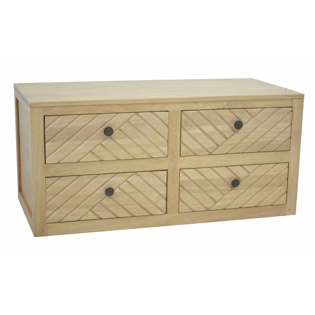 MD9624 Premium Solid Wood Compact TV Stand | 4-Drawer Media Console