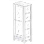 MD9629 Solid Wood Single Glass Display Cabinet with 1 Drawer, Tall Narrow Showcase