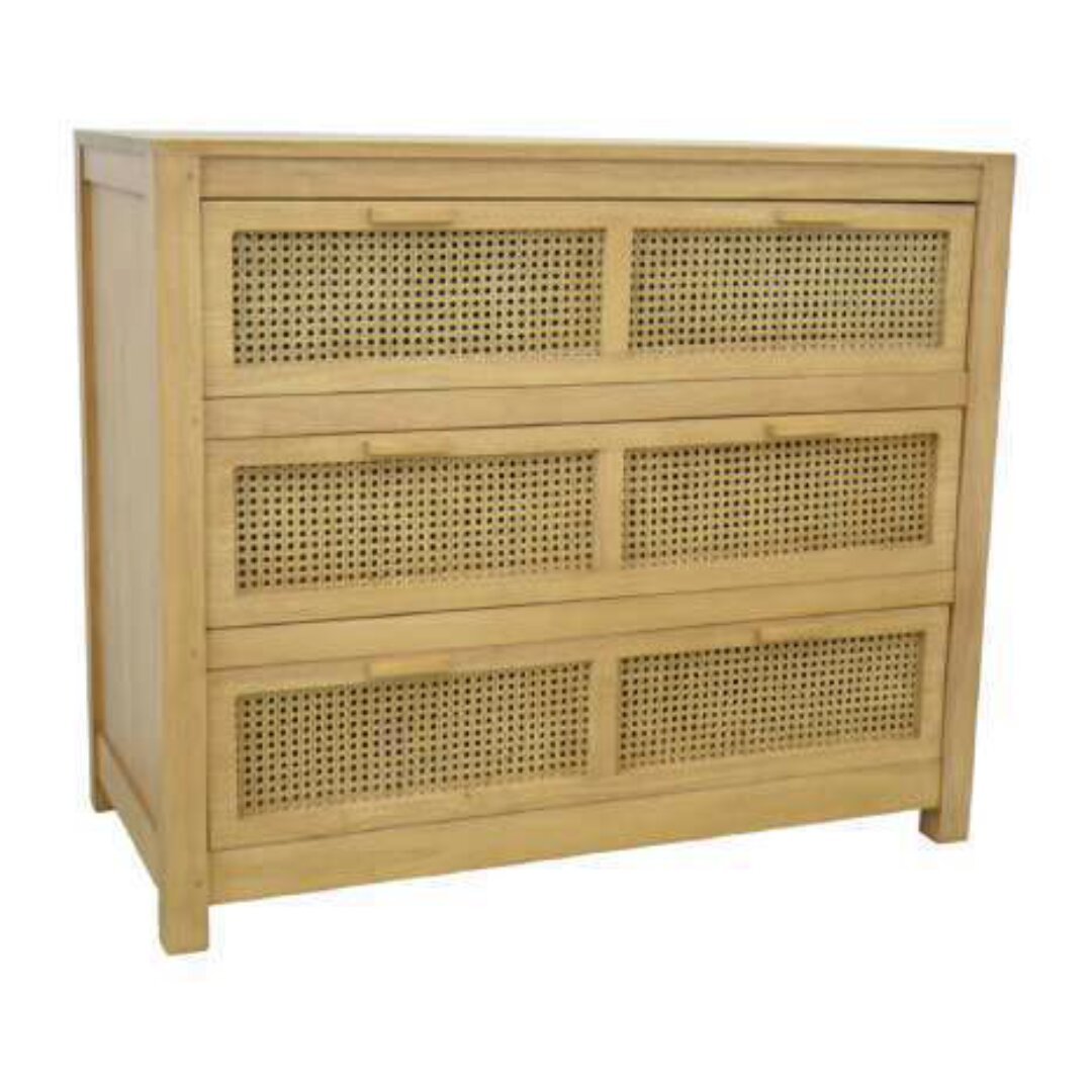 MD9708 Solid Wood Chest of 3 Drawers, Modern Bedroom Dresser