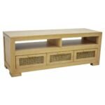 MD9718 Premium Solid Wood TV Stand | 120cm 3-Drawer Media Console