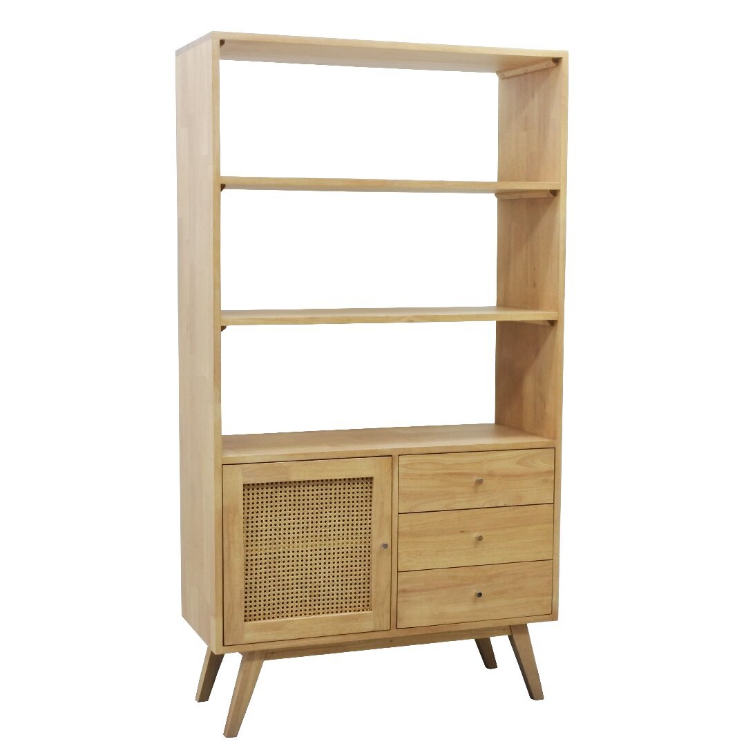 MD9760KD Solid Wood Tall Cupboard with 1 Door & 3 Drawers
