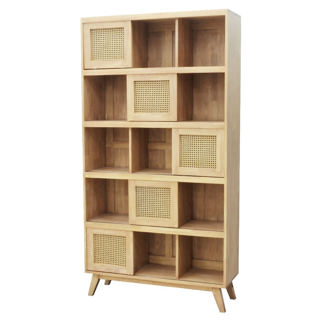 MD9761KD Solid Wood Bookshelf with 5 Doors