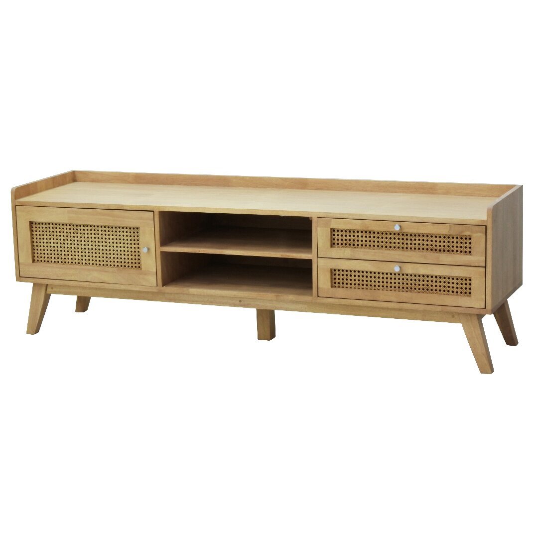 MD9762KD Premium Solid Wood TV Cabinet 1 Door 2 Drawers Knock Down Feet