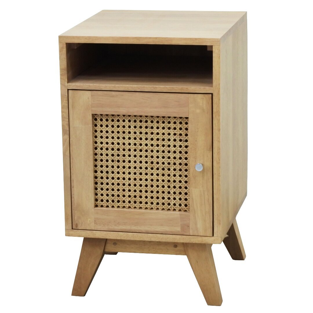 MD9764KD Solid Wood Bedside Table with 1 Door, Compact Nightstand