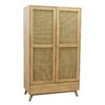 MD9765KD Solid Wood Wardrobe with 2 Doors & 1 Drawer, Spacious Bedroom Closet
